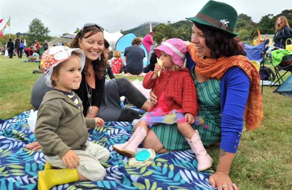 Roxy Bretton (right) with her children Nikau (4) and Kamahi Bretton (1), of Warrington, and Vicky...