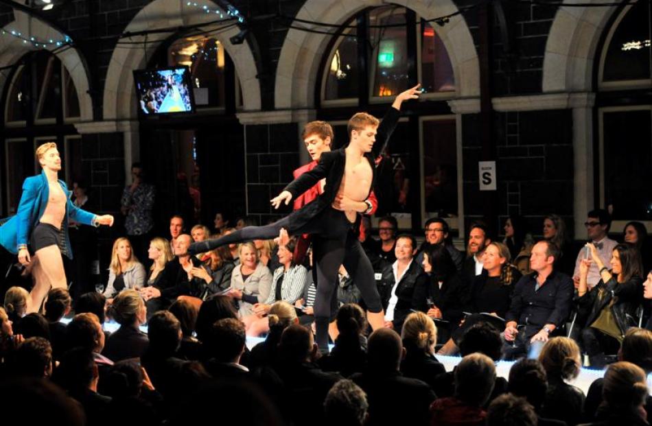 Royal New Zealand Ballet dancers take to the catwalk in  Tamsin Cooper jackets. Photo by Linda...