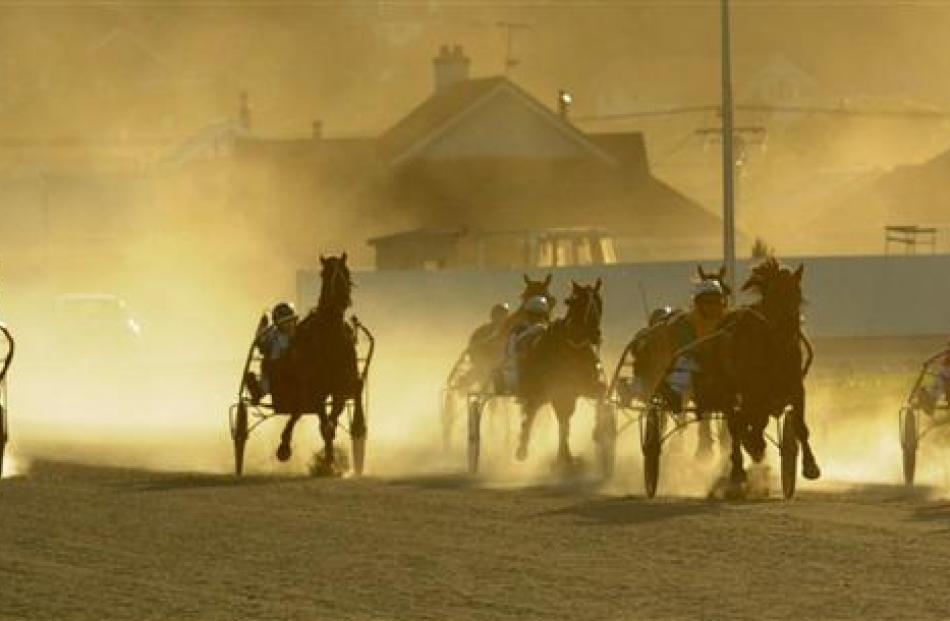 Runners in the fourth race at the Forbury Park Trotting Club's meeting in January. The breakdown...