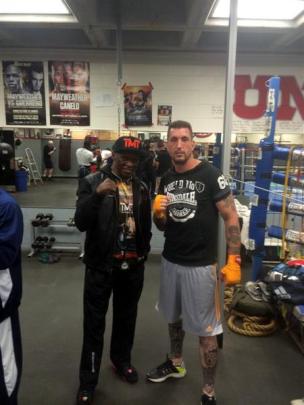 Ryan Henry with Floyd Mayweather's father, Floyd sen, in Las Vegas recently. Photos supplied.