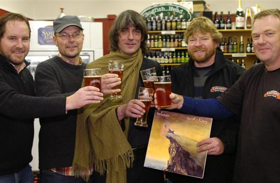 Sampling Bird Dog Pale Ale yesterday are (from left) Castle Macadam owners Alastair McDonald and...