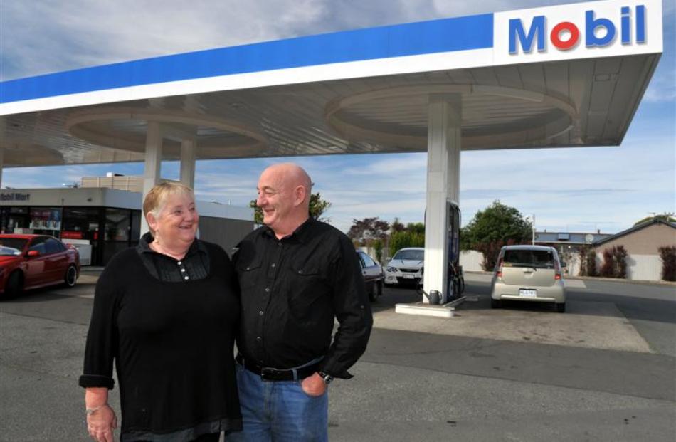 Sandra (57) and Kevin (61) Jones at the Mobil Station in South Dunedin yesterday  where they...