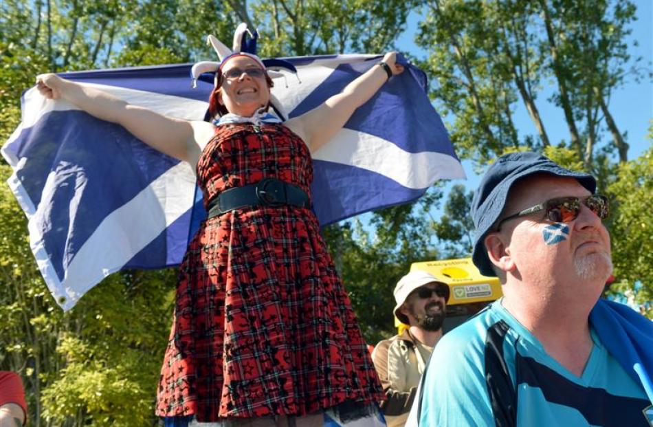 Scottish supporters  Maxine Rhodes, of Christchurch, and Stephen Massie, from Mauchline in East...