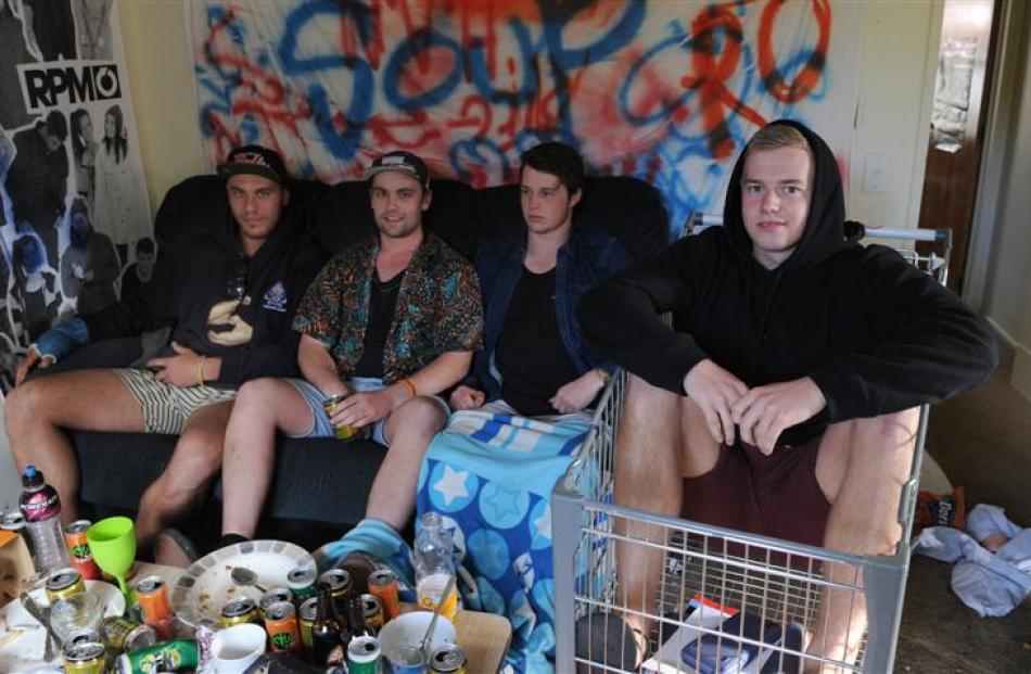 Second-year University of Otago students (from left), Mitch Zandstra (19), Kieran Burt (20),...