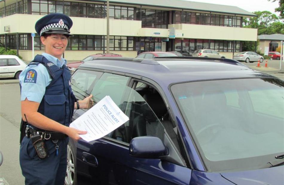 Senior Constable Carrie Hamilton finds a car left unlocked in Oamaru during an information drive...