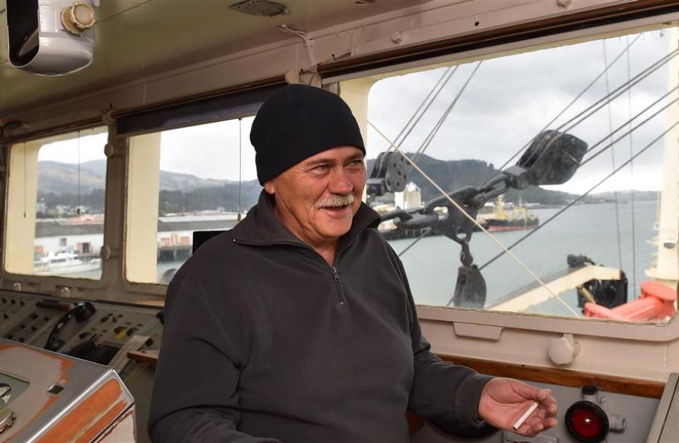 Ship’s captain Giuseppe Mancini on the bridge.