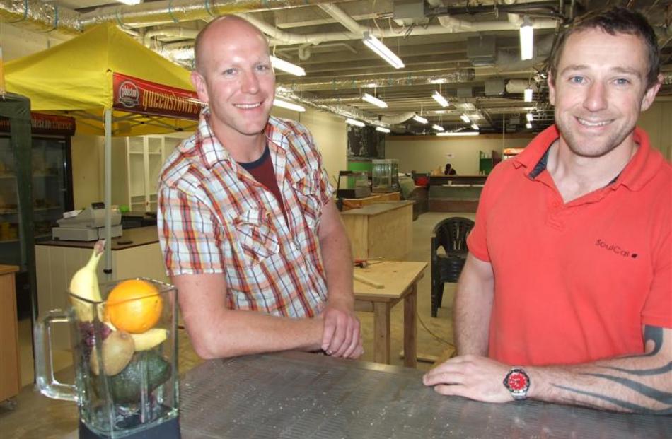 Shotover Markets business partners  Paul Clark (left) and David Thomson take a break from last...