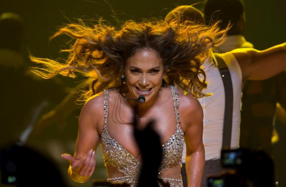 Singer Jennifer Lopez performs during a concert that is part of her 'Dance Again World Tour' in...