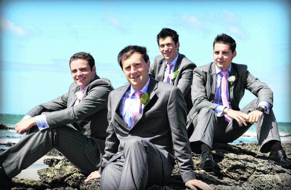 Steven Turnbull (front) and his groomsmen. Steven married Madelene Kinraid in February in Dunedin...