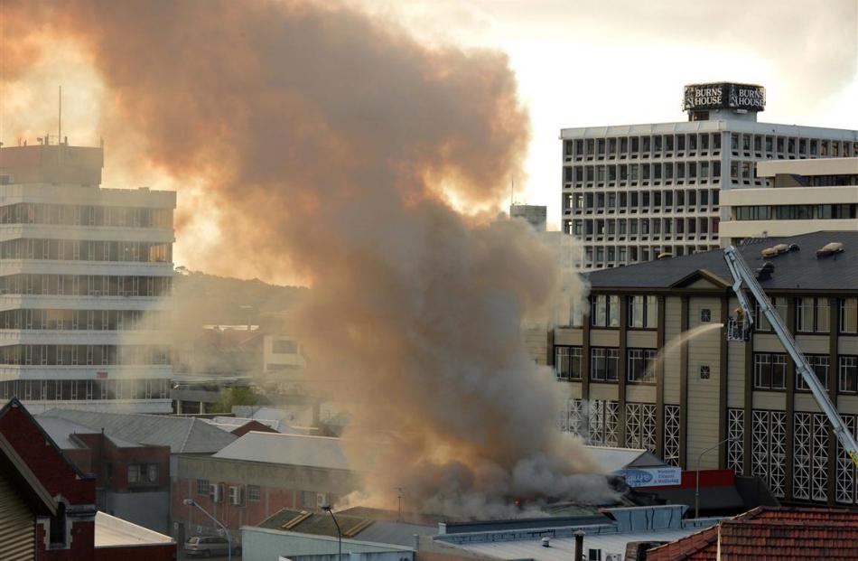 Smoke rises from the blaze. Photo by Stephen Jaquiery