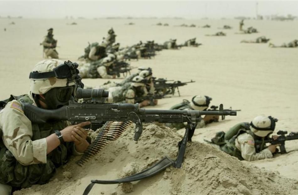 Soldiers of the &quot;Widowmakers&quot;, 3/502nd Infantry Battalion of the 101st Airborne...