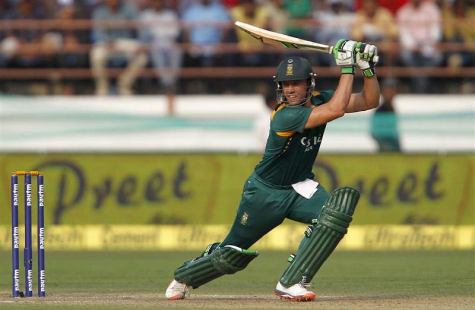 South Africa's AB de Villiers plays a shot during their win against India. Photo: Reuters