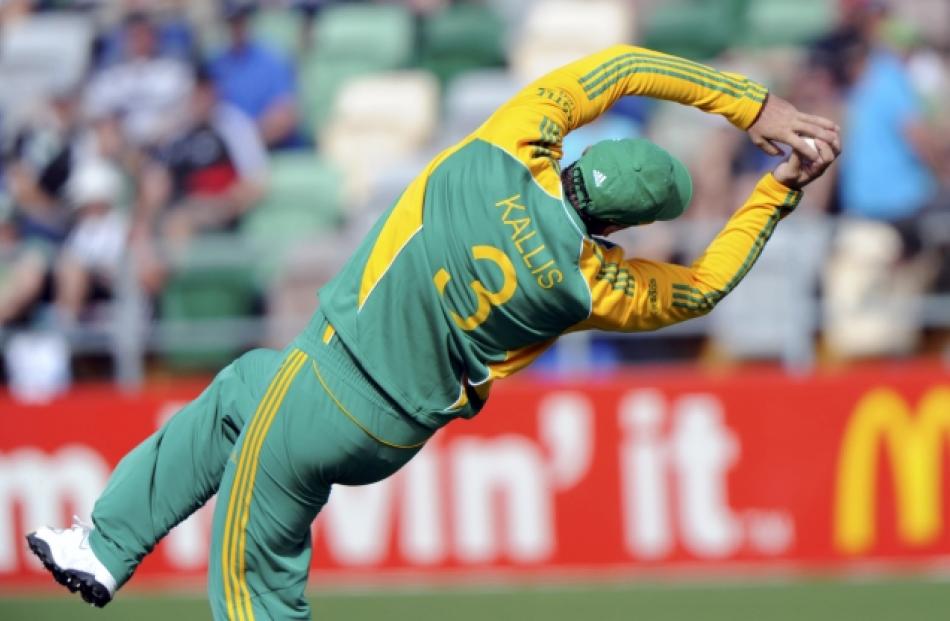 South Africa's Jacques Kallis catches out New Zealand's Kane Williamson during their second one...