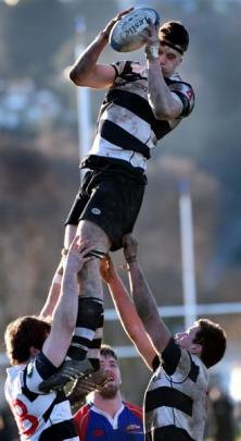 Southern lock Ryan Thompson claims lineout ball during the game against Harbour at Bathgate Park...