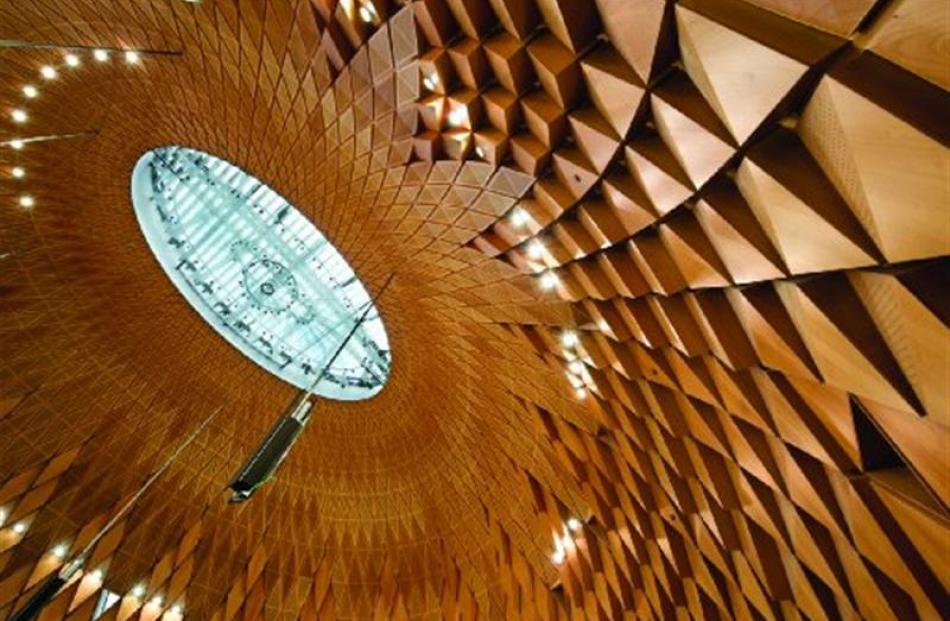 Southland beech panels below the kauri cone of the Supreme Court in Wellington. Photos supplied.