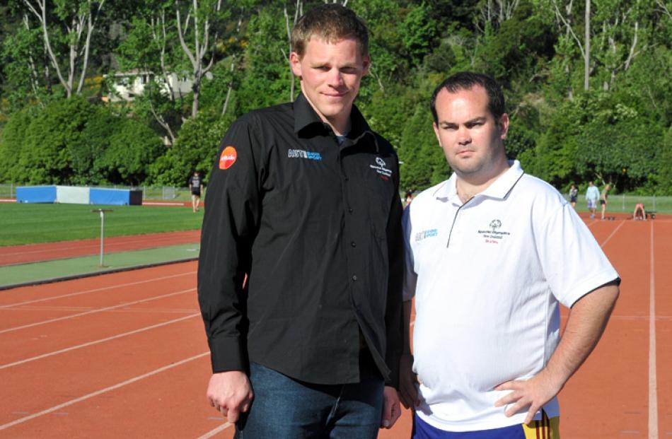 Special Olympics Global Messengers Thomas van der Lugt and Matt Aitkin check out the Caledonian...