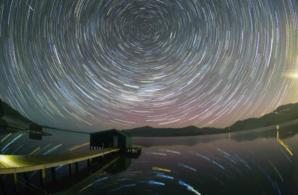 Starry night reflections at Hoopers Inlet. Photos: Ian Griffin/Otago Museum