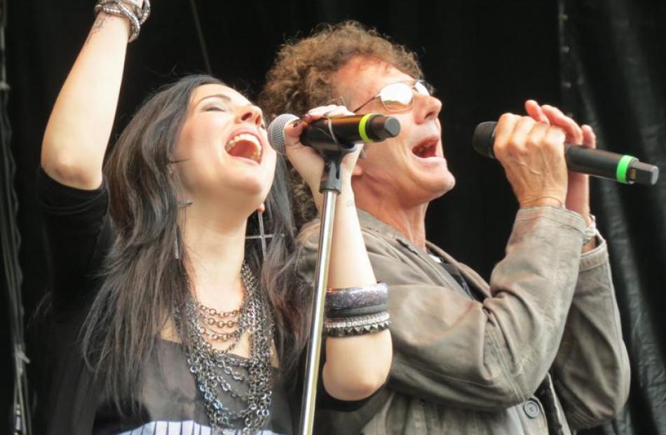 Stephanie Calvert and Mickey Thomas of Starship sang the crowd favourite We Built This City  at...