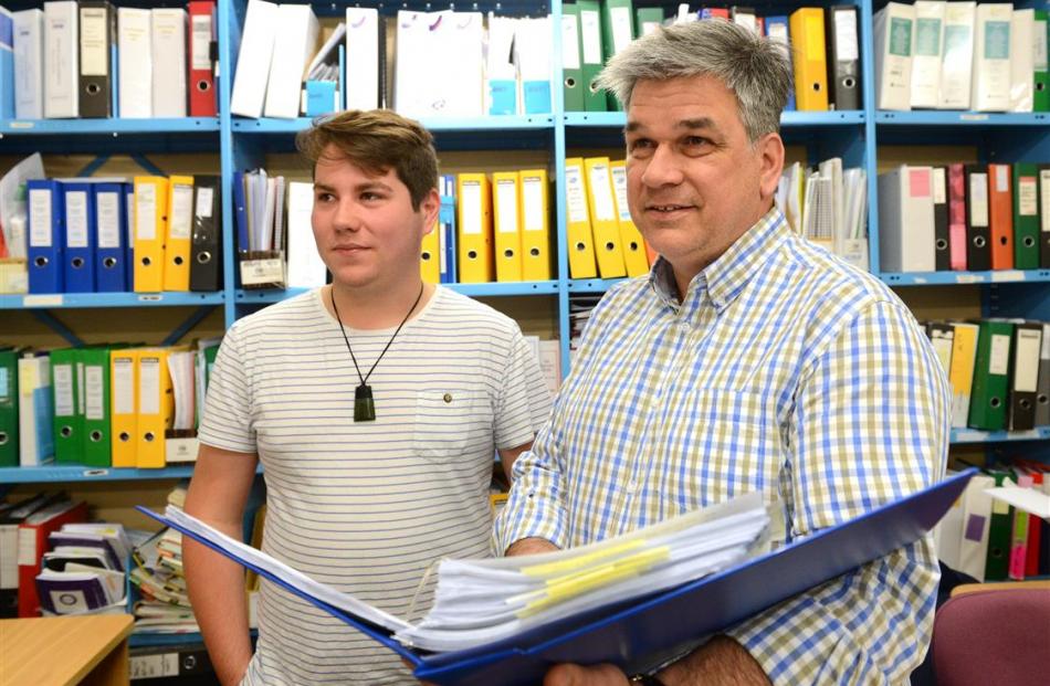 Student investigator Jordan Tewhaiti-Smith (19, left) and Associate Prof Michael Schultz look at...