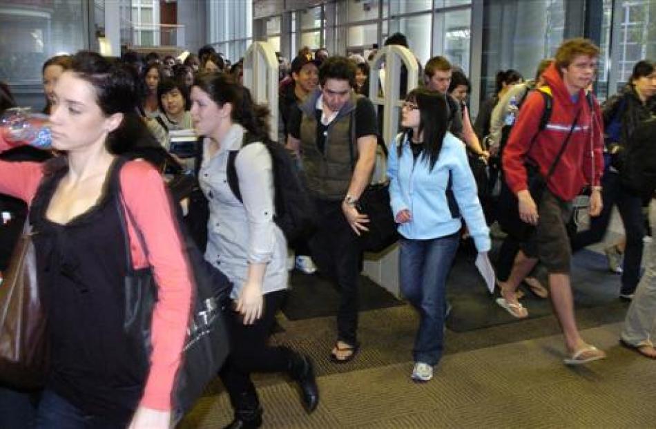 Students burst into the University of Otago Information Services building on Wednesday morning to...