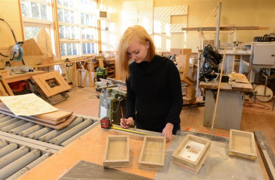 Swedish exchange student Kristina Brandeus Kirkkopelto works on a project at the Otago...