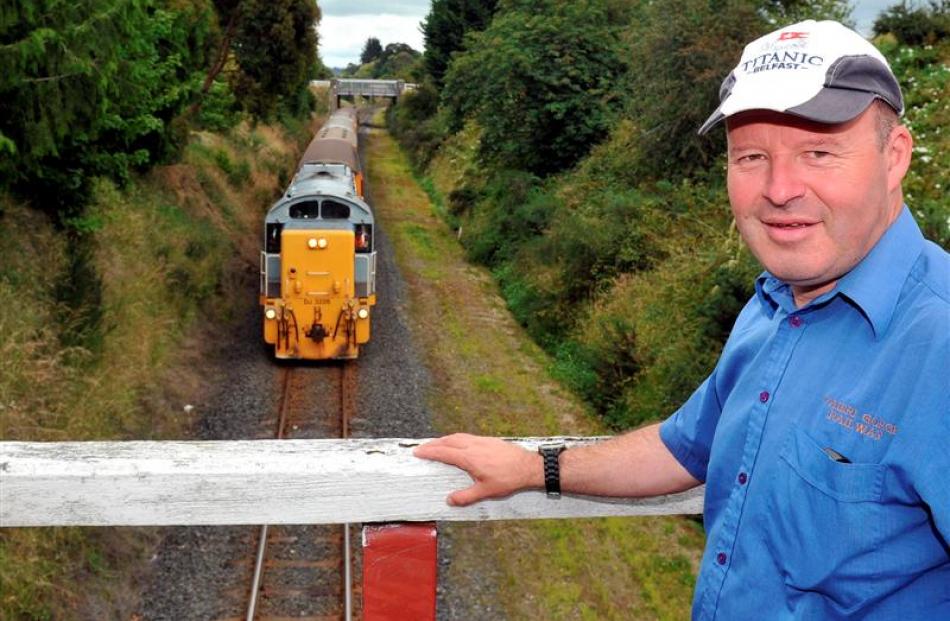 Taieri Gorge co-driver Paul Jeffery stands on an Abbotsford rail bridge where live eels have been...