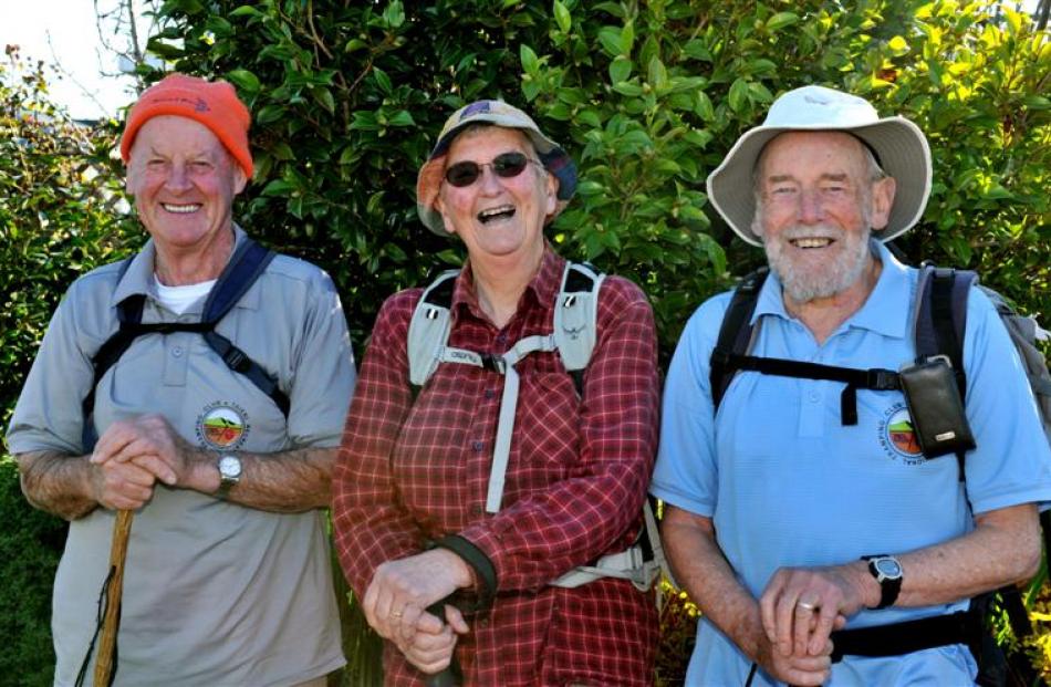 Taieri Recreational Tramping Club members  (from left) Fred Deans, Judy Knox and Ian Fleming love...