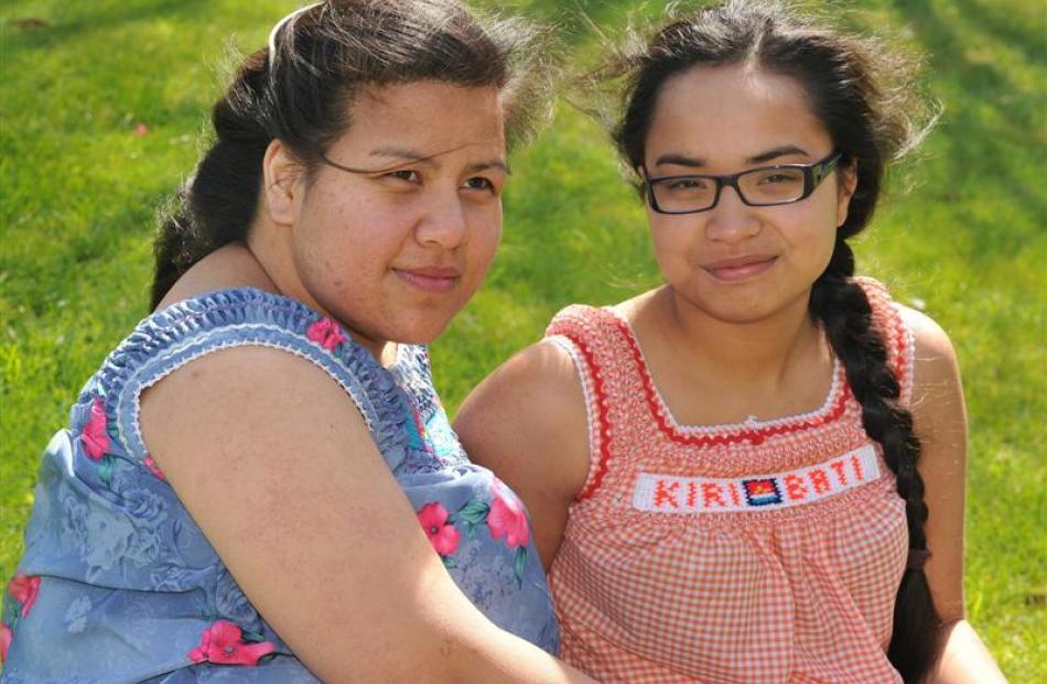 Tameti Teweti (20, left) and Bwenaua Biiri (18), both of atoll nation Kiribati but raised in New...