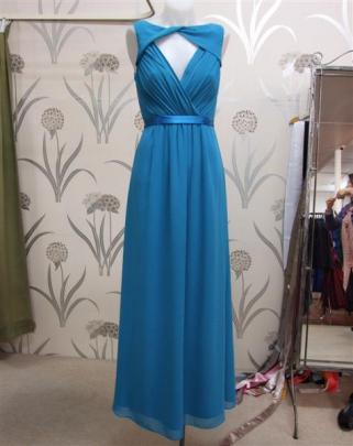 Teal chiffon gown at Refined Rig, Dunedin. Photos by Jude Hathaway.