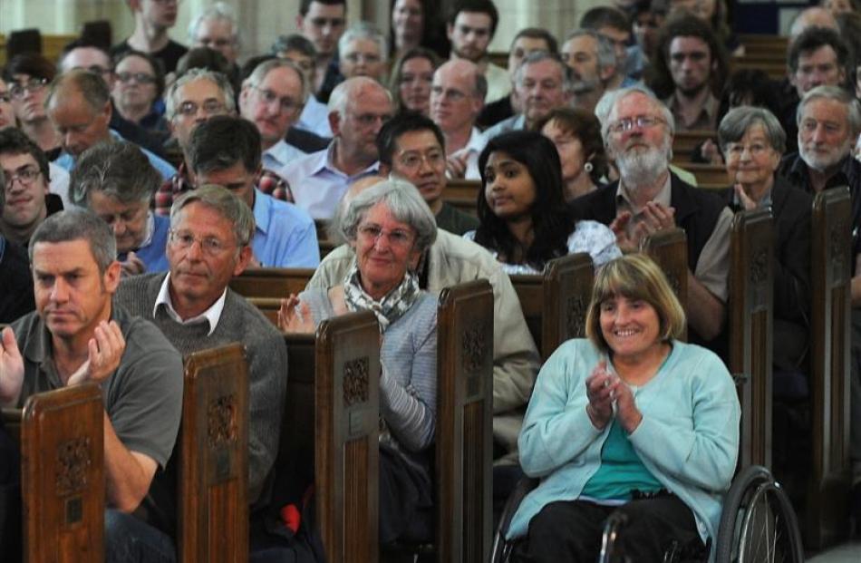 The audience at a debate on asset sales at St Paul's Cathedral in Dunedin last night. Photos by...