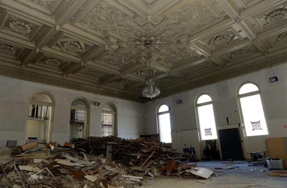 The bank chamber of the 130-year-old former Bank of New Zealand building, in Princes St, Dunedin,...