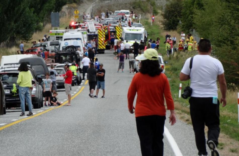 The crash caused delays for motorists on State Highway 6, near the Kawarau Bridge. Photos David...