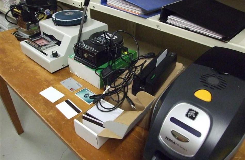 The credit card counterfeiting equipment seized from the home of a Queenstown man on Wednesday....