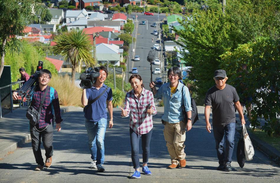 The crew of Japanese television show Twitetter (from left) Takyro Sato, Ryo Okamoto, Kei Otozuki,...
