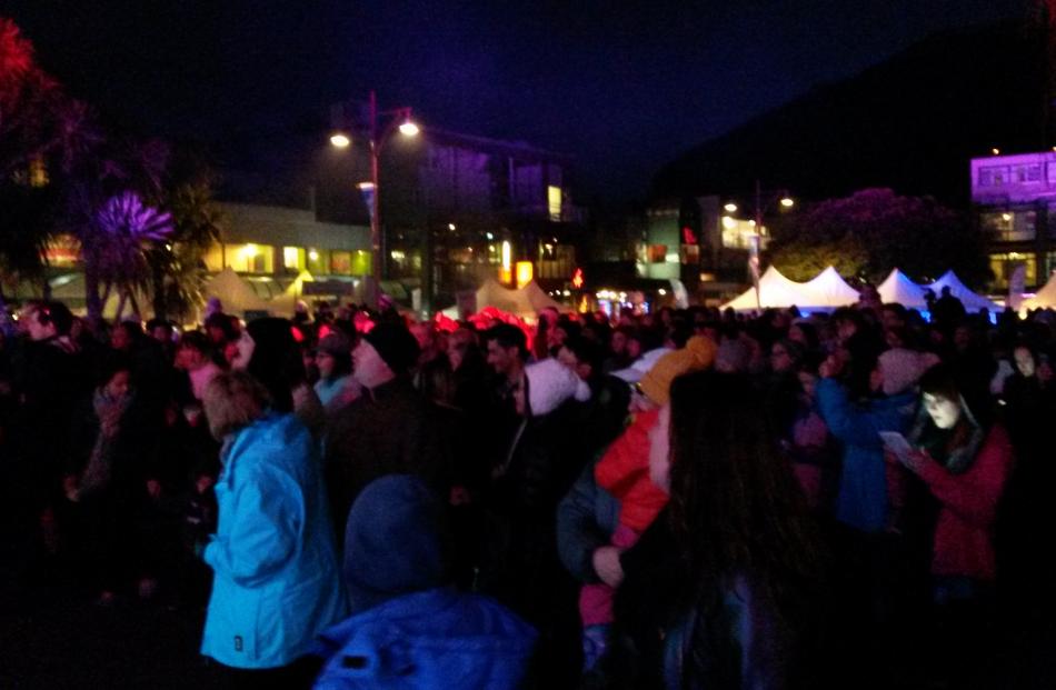 The crowd enjoy the opening night of the Queenstown Winter Festival. Photo by Liam Cavanagh