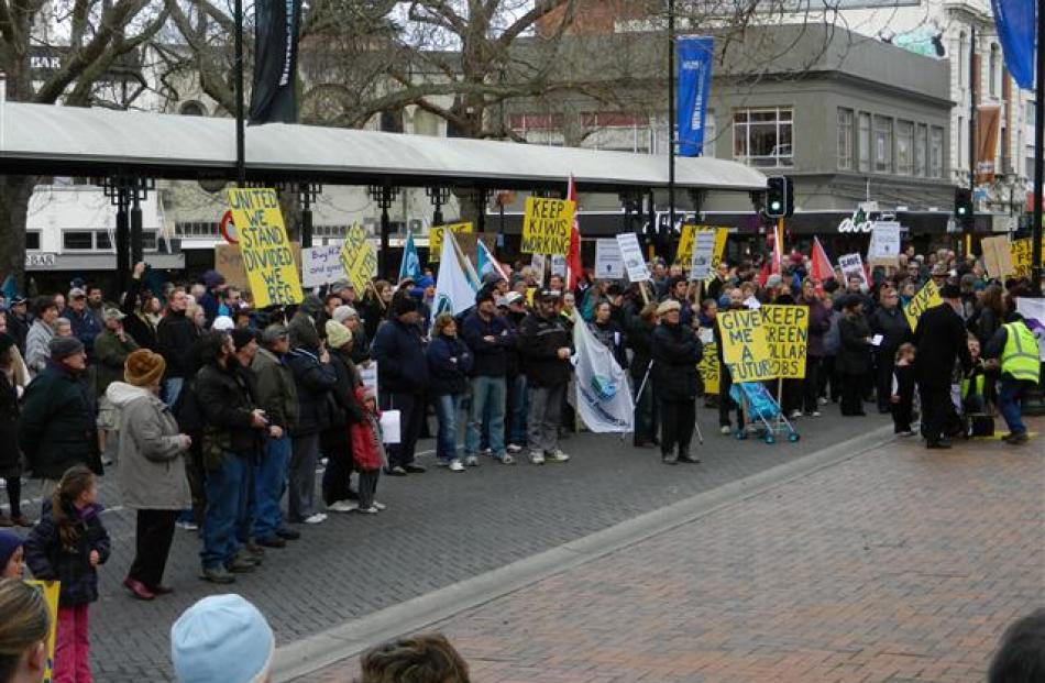 A section of the crowd listens to the speakers.