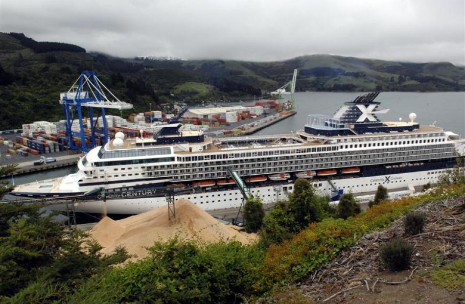 The cruise ship Celebrity Century at Port Chalmers on Tuesday. Photos by Linda Robertson.