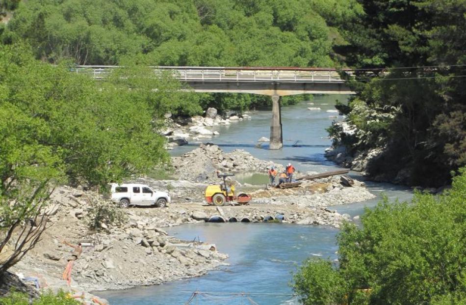 The development of a whitewater kayaking course is well under way on the Hawea River,  upstream...