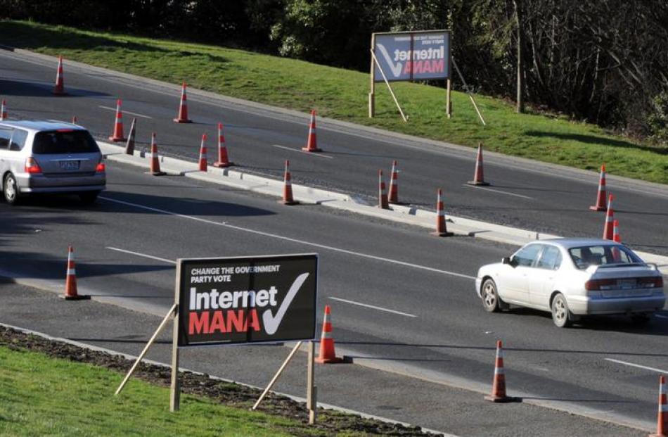 The Dunedin City Council yesterday asked the Internet-Mana party to remove these signs in...