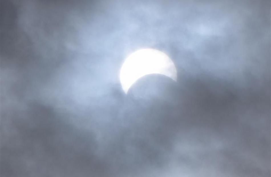 The eclipse as seen from Wanaka about 10.45am. Photo by Lucy Ibbotson