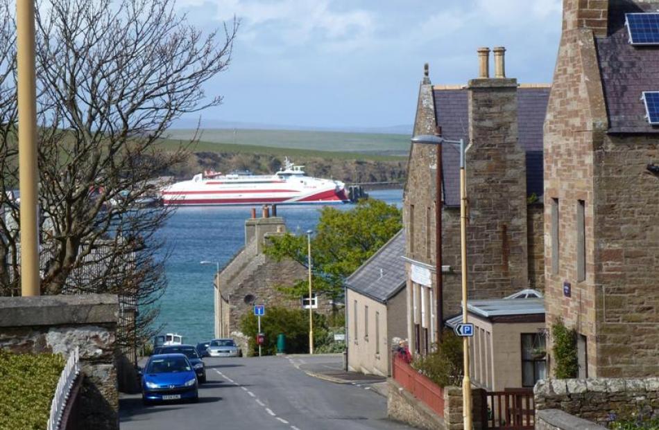 The ferry Pentalina docked at St Margaret's Hope, Mainland, in the Orkney Islands. Photos by...