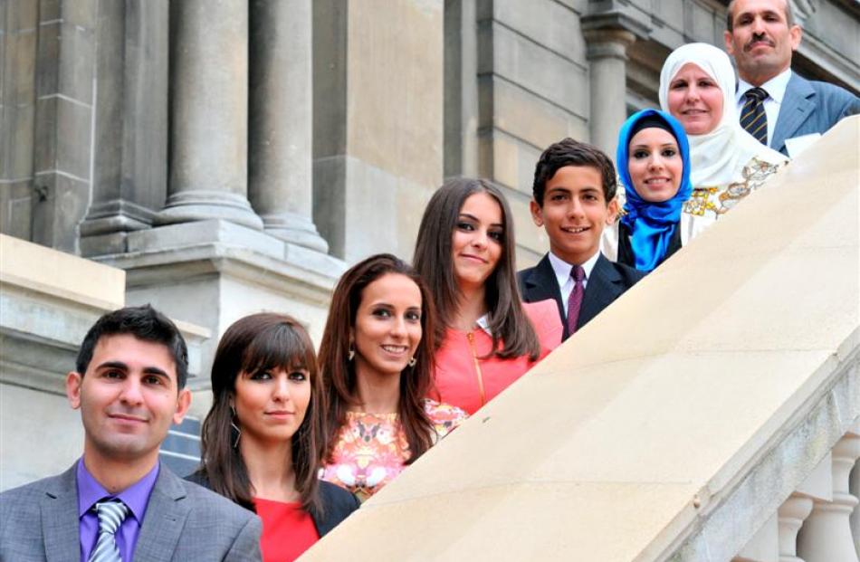 The Ghandour family, newly-sworn New Zealand citizens (from left) Abdullah (25), Amani  (19),...