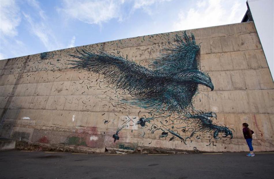 The Haast Eagle by Chinese born artist DALeast in Stafford St.
