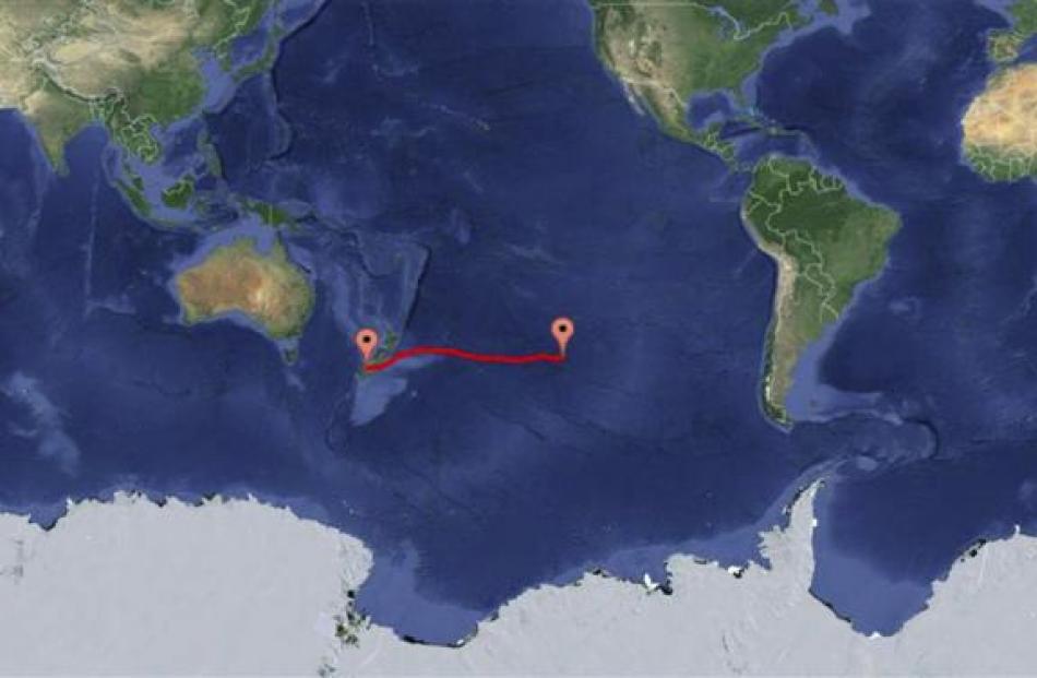 The latest trajectory report of the balloon's location, taken on Sunday. Photo/Image by NASA.