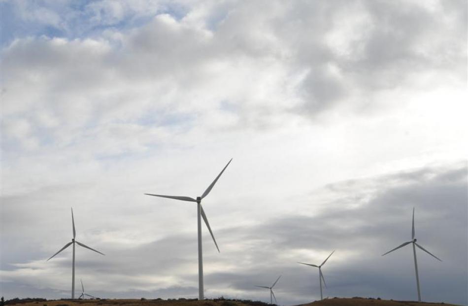 The Mahinerangi wind farm is producing more electricity than forecast. Photo by Peter McIntosh.