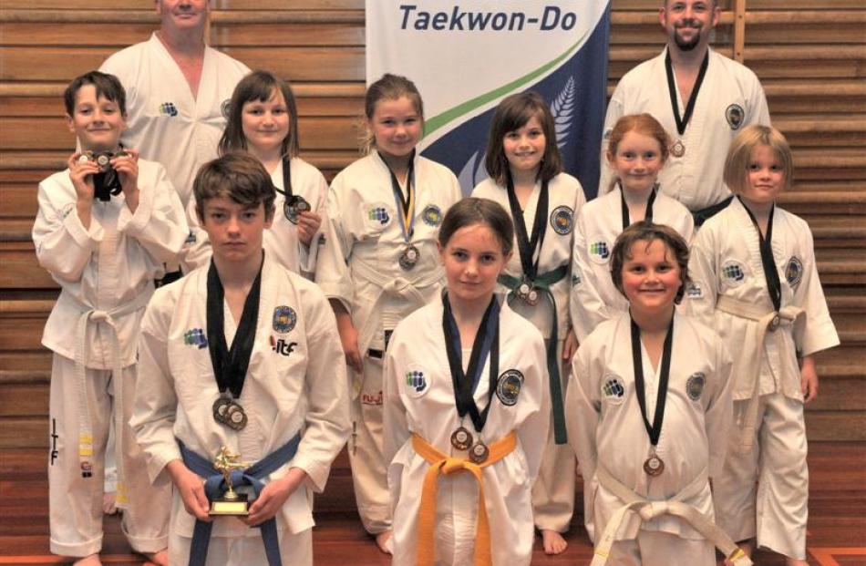 The Mosgiel Taekwondo Club with its medal haul after the International Taekwondo South Island...