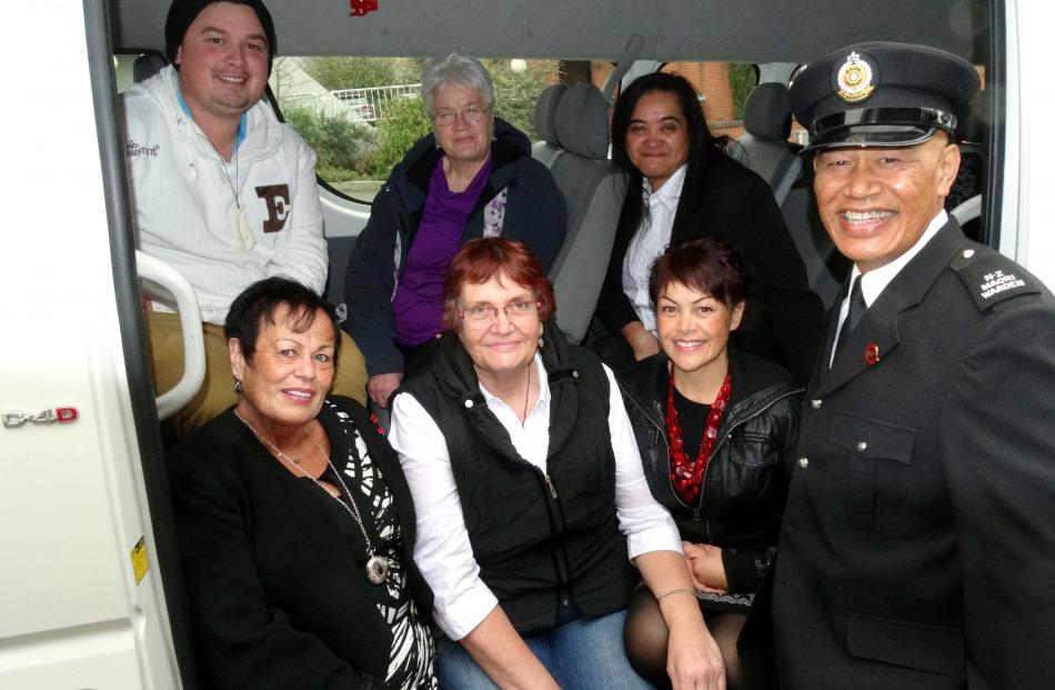 The new crop of soon-to-be-warranted Maori wardens get familiar with the van that has just been...
