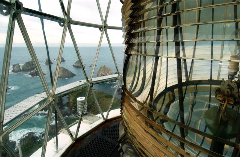 The Nuggets seen from the lighthouse, which has gone dark. Photo by ODT.