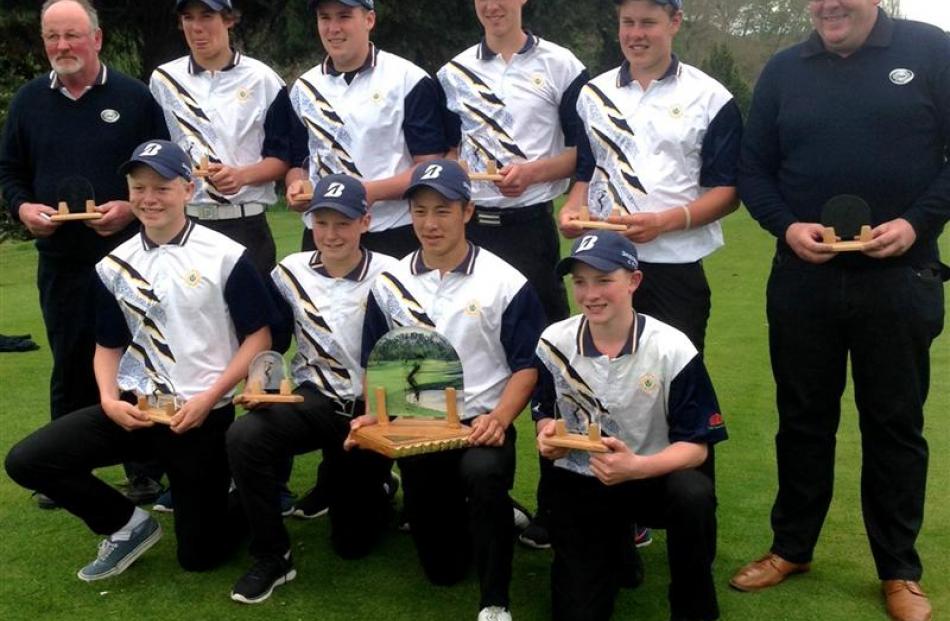 The Otago junior side that won the interprovincial title at Cambridge yesterday. Back row (from...