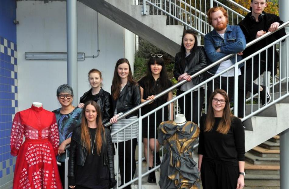 The Otago Polytechnic team heading to Shanghai Fashion Week this Sunday, (on stairs, from left) ...